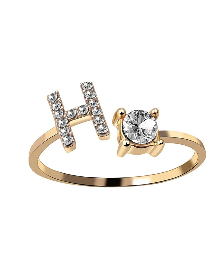 Bague ouverte en zircone avec initiales