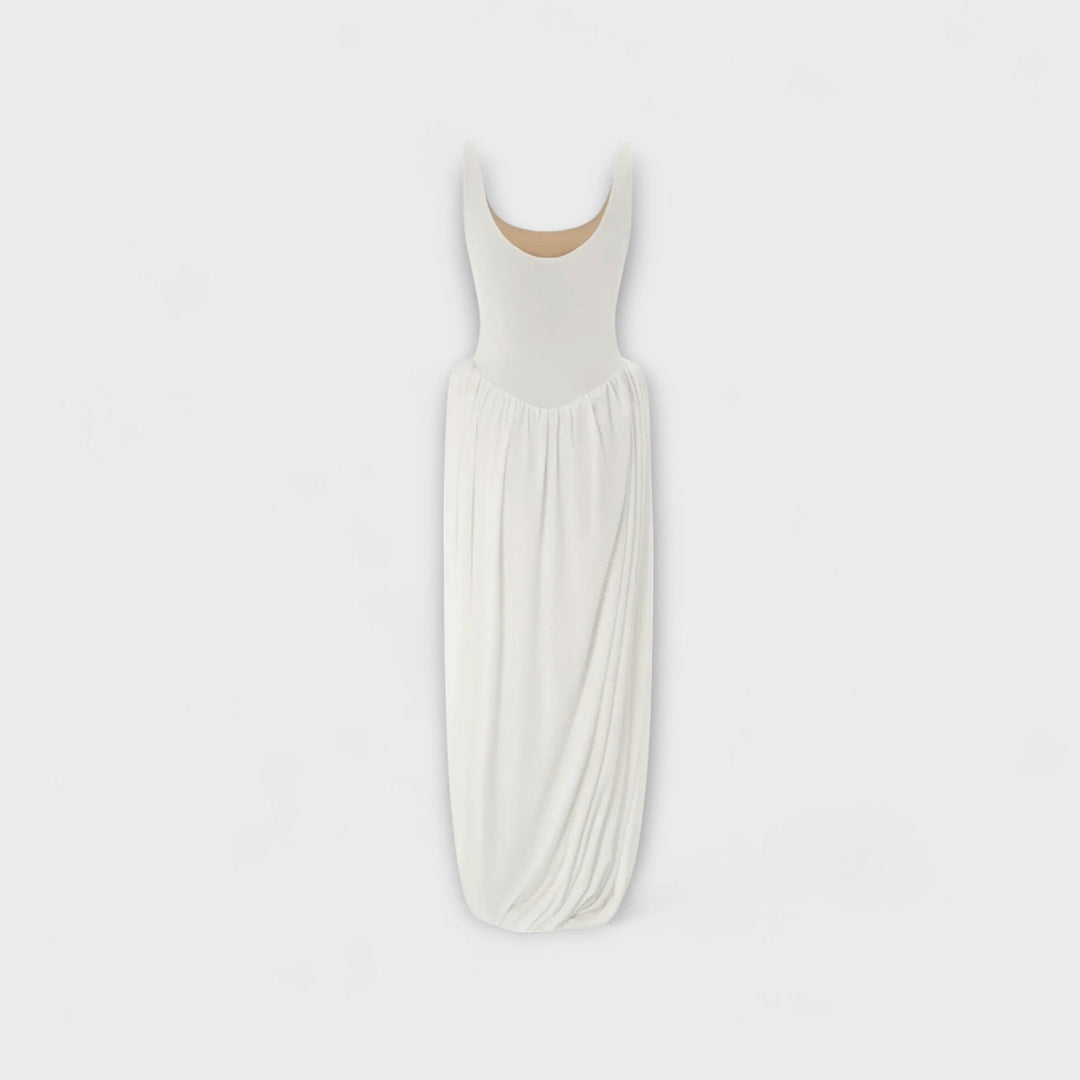 Maxi robe avec jupe drapée et fente latérale