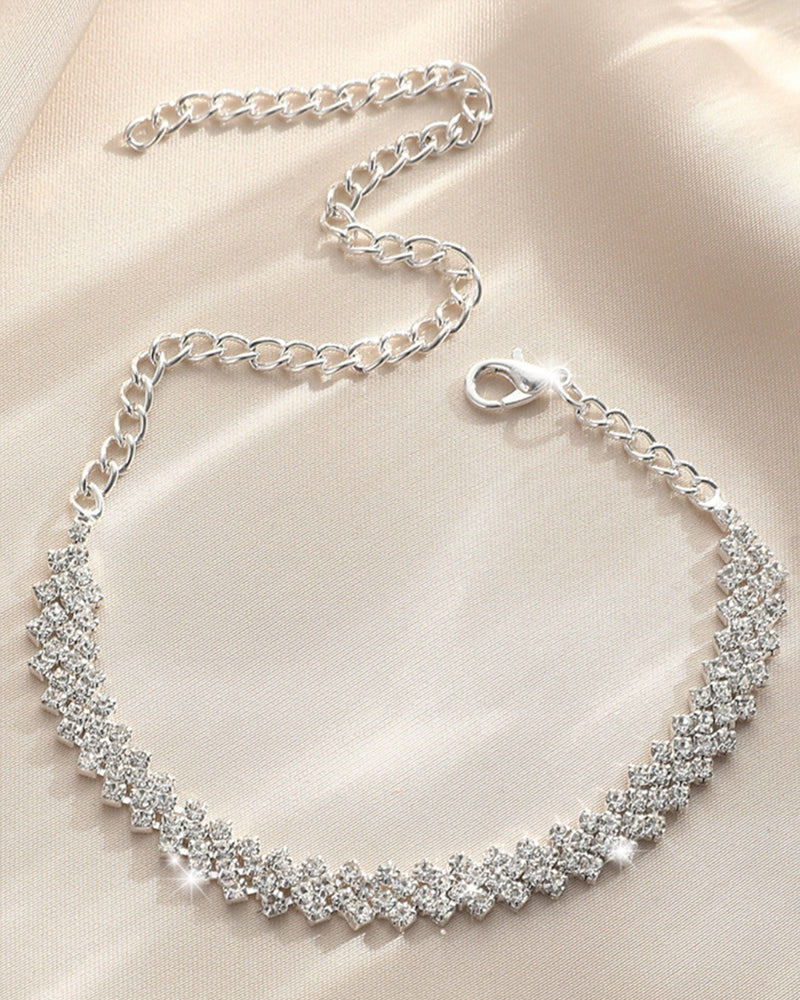 Bracelet de cheville en strass losange irrégulier